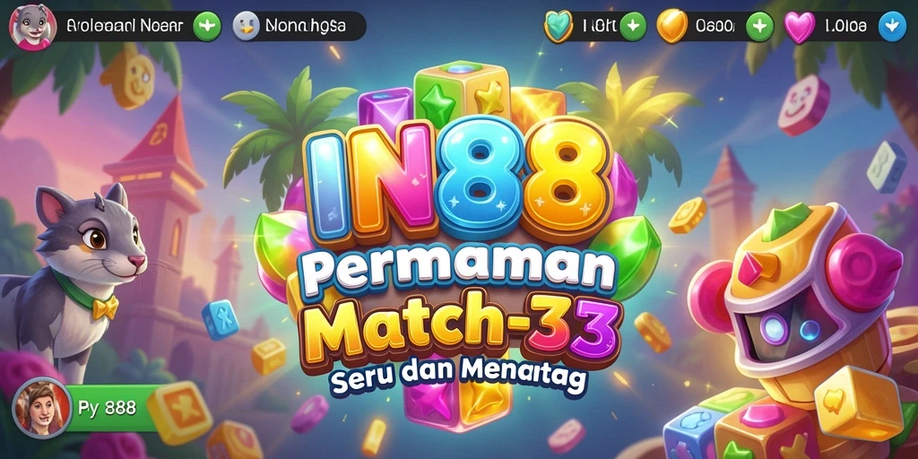 Screenshot gameplay IN88 menampilkan aksi mencocokkan item Match-3 yang seru.