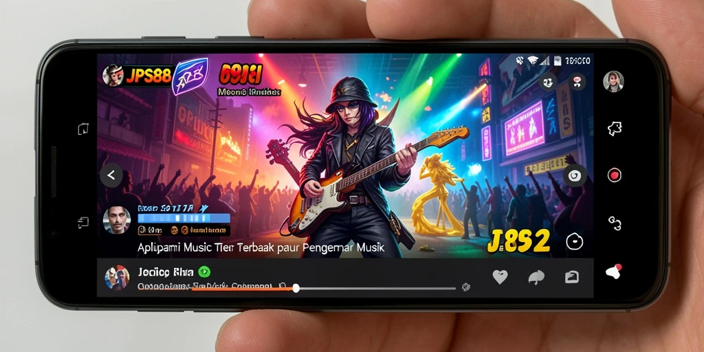 Screenshot JPS88 menampilkan antarmuka bersih saat mendengarkan musik.