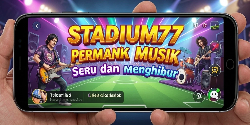 Screenshot STADIUM77 menampilkan aksi gameplay musik yang seru.